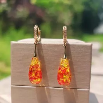 1 пара модных красочных цветочных висячих сережек с каплями воды, женских свадебных ювелирных украшений, серьги золотого цвета золотой