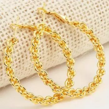 1 пара модных круглых серег с витой цепочкой, персонализированные и минималистичные женские серьги золотой