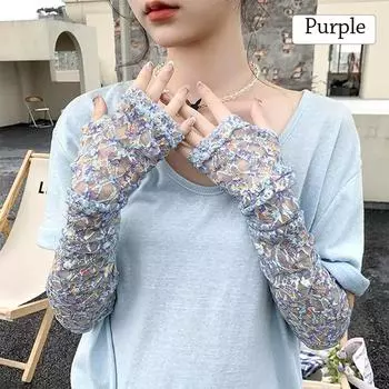 1 пара модных кружевных цветочных принтов, летние декоративные рукава, солнцезащитные рукава с защитой от ультрафиолета, солнцезащитные рукава темно-синий