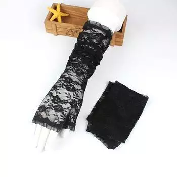 1 пара модных кружевных тонких длинных перчаток с защитой от солнца и цветов для вождения, дышащие, крутые, в готическом стиле