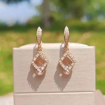 1 пара модных квадратных висячих сережек для женщин с кубическим цирконием, аксессуары для рождественской вечеринки розовый