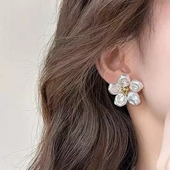 1 пара модных легких роскошных сережек-цветков с жемчугом для женщин и девочек, нежные серьги-гвоздики с цветком, подарки на день рождения