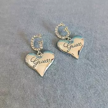 1 пара модных металлических серег-капель в форме сердца для женщин, девушек, корейский стиль, большие серьги-гвоздики в форме сердца с буквой G, ювелирный подарок
