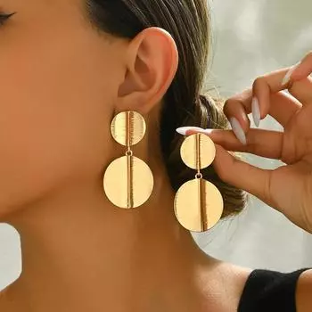 1 пара модных минималистичных текстурированных золотых круглых серег-дисков, массивные украшения, подходящие для повседневного ношения, отпуска, свидания, вечеринки, подарка, подходящего к наряду one-size