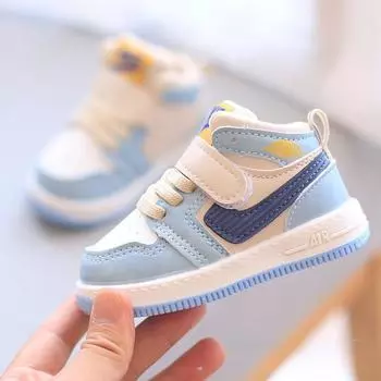 1 пара модных одинаковых кроссовок для малышей, мальчиков и девочек, повседневная обувь, нескользящая прогулочная обувь с мягкой подошвой 16 синий