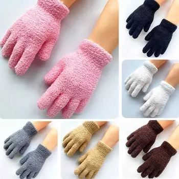 1 пара модных плюшевых перчаток, коралловые бархатные теплые перчатки, флисовые утолщенные варежки с полным пальцем