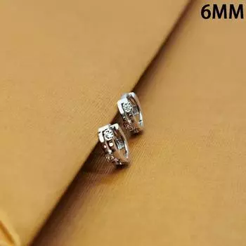 1 пара модных простых маленьких сережек-колец для женщин и мужчин, блестящие циркониевые круглые гвоздики для ушных косточек 6MM серебряный