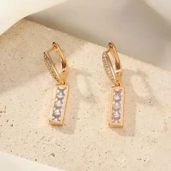 1 пара модных прямоугольных висячих сережек для женщин, ювелирные изделия из кубического циркония, аксессуары для свадебной вечеринки золотой