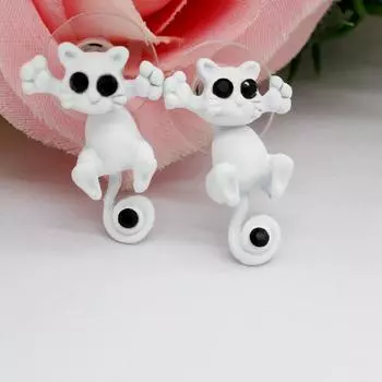 1 пара модных разноцветных классических модных ювелирных изделий с котенком и животными, серьги-гвоздики с милым котом для женщин