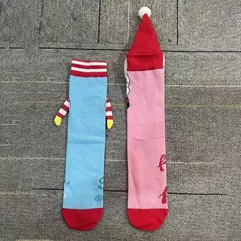 1 пара модных рождественских носков с изображением Санты, прозрачный принт, создающий атмосферу, не садящиеся носки с изображением Санты и снеговика в подарок на Рождество