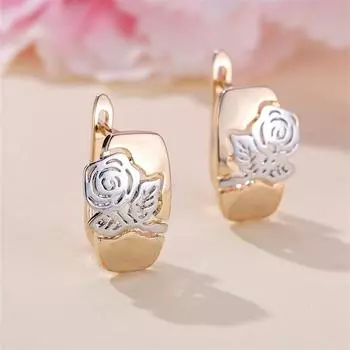 1 пара модных серег-капель серебристого и золотого цвета с розами для женщин, подарок на день Святого Валентина белый