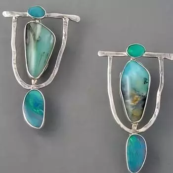 1 пара модных серег с имитацией натурального камня с мраморным узором для мужчин синий