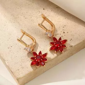 1 пара модных сережек-цветов из красного/зеленого циркония для женщин, повседневные украшения, аксессуары для вечеринок красный