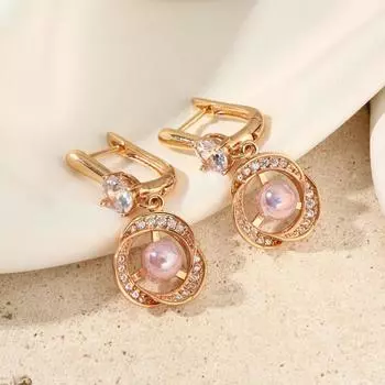 1 пара модных сережек-подвесок с полыми цветами из циркония для женщин, фиолетовые серьги с искусственным жемчугом, ювелирные изделия для свадебной вечеринки, аксессуары золотой