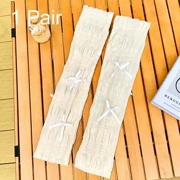 1 пара модных солнцезащитных рукавов Ice Silk Overshirts в балетном стиле с бантом и сердечком для девочек