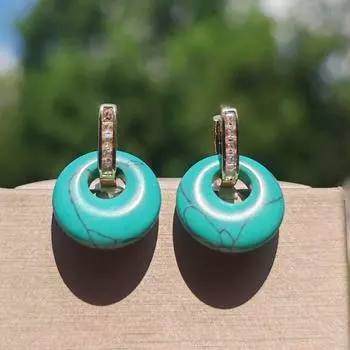 1 пара модных трехцветных висячих сережек из натурального камня для женщин, съемные серьги двойного назначения с кубическим цирконием, украшения для рождественской вечеринки, аксессуары зелёный