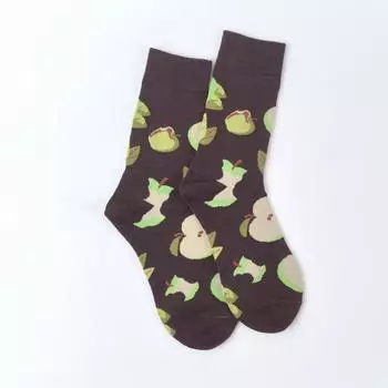 1 пара модных удобных женских носков до середины икры с яблочным узором для всех сезонов One Size