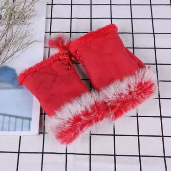 1 пара модных утолщенных перчаток из кроличьей шерсти, мягкие искусственные зимние теплые варежки без пальцев для женщин и девочек, ветрозащитные эластичные перчатки