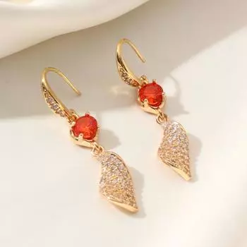 1 пара модных висячих сережек в виде листьев для женщин, серьги с кубическим цирконием, ювелирные изделия, аксессуары для свадебной вечеринки золотой