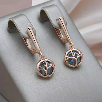 1 пара модных висячих сережек «Жизнь дерева» для женщин с камнями, обесцвеченный кристалл, золотой цвет, цветок, радужный камень, циркон, ювелирные украшения разноцветный