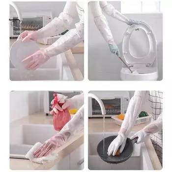 1 пара модных водонепроницаемых долговечных перчаток для мытья посуды, дизайн на шнурке, перчатки для мытья посуды, инструмент для работы по дому, ежедневное использование M белый