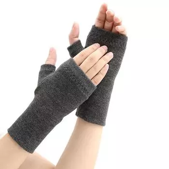 1 пара модных вязаных перчаток однотонные полупальцевые зимние теплые мягкие варежки для улицы ветрозащитные