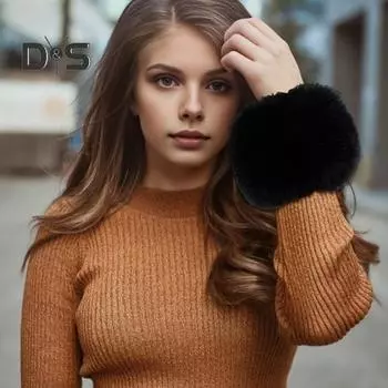 1 пара модных женских нарукавников универсального размера, теплые, универсальные, стильные, искусственный мех, зимние нарукавники вино красного