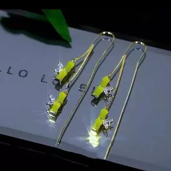 1 пара модных женских зеленых сережек в стиле бамбукового узла с кисточками, длинные серьги для девочек, ювелирные изделия в подарок ZPG