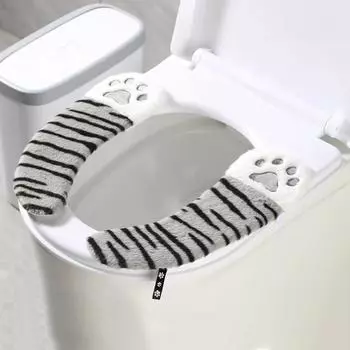 1 пара мягких чехлов для унитаза в форме кошачьих лапок, прочные накладки на сиденье унитаза, симпатичные самоклеящиеся накладки для уютной ванной комнаты, водонепроницаемые, 3 цвета чёрный