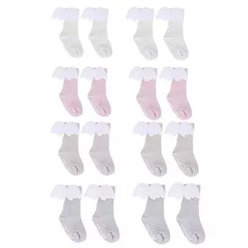 1 пара мягких теплых носков для девочек с ангельским декором и оборками White L