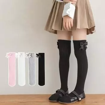 1 пара мягких гольфов для детей, милые модные леггинсы Koren для девочек, леггинсы с бантом, хлопковые носки, весенне-осенние детские школьные носки 35cm белый