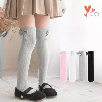 1 пара мягких гольфов для детей, милые модные леггинсы Koren для девочек, леггинсы с бантом, хлопковые носки, весенне-осенние детские школьные носки 35cm белый