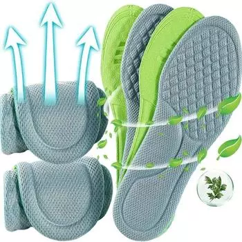 1 пара мягких стельок из пены с эффектом памяти для обуви, мужчин и женщин, дезодорант, впитывающий пот, массаж, спортивные стельки, подошва для обуви для бега 45-46 серый