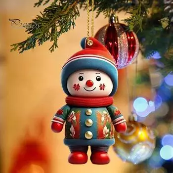 1 пара мультяшных фигурок, подвеска, легко подвешиваемая, акриловые рождественские украшения, красочная многоразовая подвеска для праздничного домашнего декора, рождественская елка D