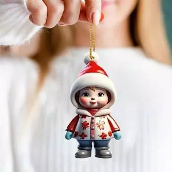 1 пара мультяшных фигурок, подвеска, легко повесить, акриловые рождественские украшения, красочные A