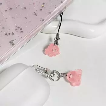 1 пара мультяшных светящихся шнурков для телефона в виде осьминога, милые животные, брелок для мобильного телефона, подвеска для камеры, автомобильные ключи, аксессуары оранжевый