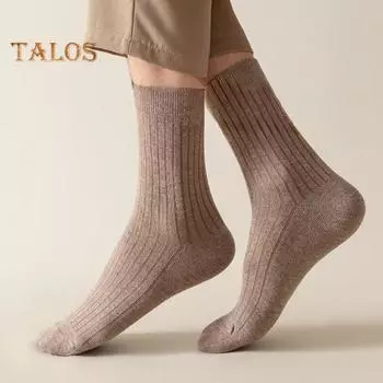 1 пара мужских деловых носков средней длины без запаха, однотонные в стиле ретро, высокая эластичность, противоскользящие, дышащие, мягкие, впитывают пот, противоусадочные, спортивный хлопок светло-серый