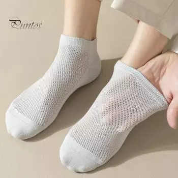 1 пара мужских хлопковых носков средней длины без запаха, тонкая сетка, однотонные, высокоэластичные, противоскользящие, впитывающие пот, противоусадочные, спортивные, четырехсезонные носки серый