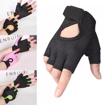 1 пара мужских и женских дышащих нескользящих перчаток с половиной пальца для фитнеса, велоспорта и тяжелой атлетики L зелёный