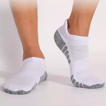 1 пара мужских летних носков с низким вырезом, противоскользящие, контрастного цвета, высокоэластичные, впитывающие пот, повседневные носки для взрослых, спортивные носки унисекс M темно-серого