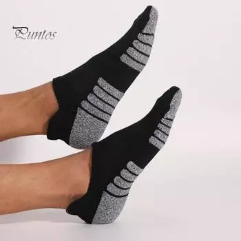 1 пара мужских летних носков с низким вырезом, противоскользящие, контрастного цвета, высокоэластичные, впитывающие пот, повседневные носки для взрослых, спортивные носки унисекс M темно-серого