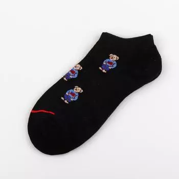 1 пара мужских носков-лодочек с рисунком милого медведя в стиле Харадзюку, короткие носки, дышащие, летние, деловые, повседневные, подарочные 35-44