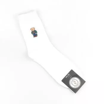 1 пара мужских носков с изображением мультяшного медведя в простом стиле, удобные дышащие носки до середины голени, спортивные модели Campus, хлопковые носки 40-45