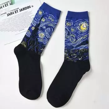 1 пара мужских носков с рисунком, модные универсальные унисекс носки с круглым вырезом, удобные дышащие повседневные носки One Size