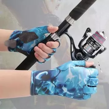 1 пара мужских перчаток для рыбалки, износостойкие охлаждающие перчатки с камуфляжным принтом и хорошей воздухопроницаемостью, перчатки для альпинизма на открытом воздухе и кемпинга M зелёный