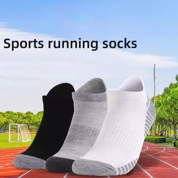 1 пара мужских утолщенных носков-махровых носков, женских коротких носков, носков-лодочек, впитывающих пот и дышащих спортивных носков, черного, белого и серого цвета M чёрный