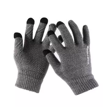 1 пара мужских утолщенных вязаных перчаток для экрана телефона, мужские зимние осенние теплые шерстяные кашемировые однотонные перчатки, мужские варежки, деловые перчатки One Size