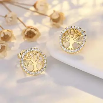 1 пара мужских высококачественных сережек-гвоздиков со стразами «Древо жизни», изысканные мужские аксессуары, ювелирные изделия золотой