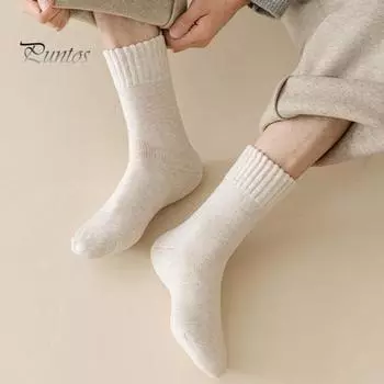 1 пара мужских зимних носков, утолщенные плюшевые носки средней длины, высокоэластичные, нескользящие, не скатывающиеся, носки для ног, комфортные, теплые, для сна кофейный