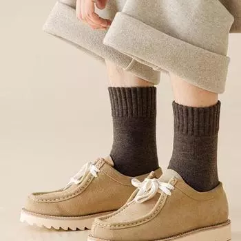 1 пара мужских зимних носков, утолщенные плюшевые, средней длины, высокоэластичные, с защитой от скольжения и скатывания бежевый